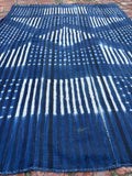 Vintage African Indigo Denim Shibori Mudcloth 62” L x 44” W Textile | No. 121