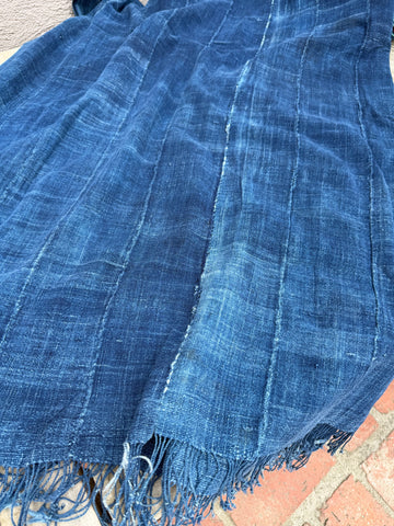 Vintage African Indigo Denim Mossi Mudcloth 72” L x 41” W Textile | No. 159