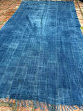 Vintage African Indigo Denim Mossi Mudcloth 79”L x 43”W Textile Throw | No. 169