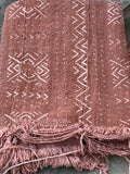 Vintage African Faded Terracotta Mudcloth 57” L x 38” W Textile | No. 122