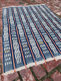 Vintage African Indigo Baule Mudcloth Orange Stripes 55” L x 42” W | No. 123