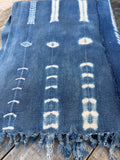 Vintage African Indigo Denim Shibori Mudcloth 58” L x 47” W Textile | No. 166