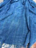 Vintage African Indigo Denim Mossi Mudcloth 79”L x 43”W Textile Throw | No. 169