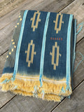 Vintage African Indigo Baule Mudcloth Blue Stripes + Gold 55”L x 40”W | No. 144