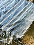 Vintage African Faded Denim Striped Indigo Mudcloth | Runner