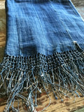Vintage African Denim Mossi Macramé Indigo Mudcloth Scarf | Runner