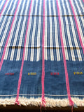 Vintage African Indigo + White Stripes with Pink | Baule Mudcloth No. 11