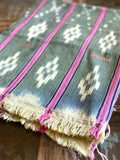 Vintage African Indigo + Lime with Pink Stripes Baule Mudcloth | No. 63