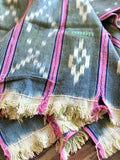 Vintage African Indigo + Lime with Pink Stripes Baule Mudcloth | No. 63