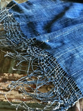 Vintage African Denim Mossi Macramé Indigo Mudcloth Scarf | Runner