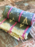 Vintage African Indigo + Lime with Pink Stripes Baule Mudcloth | No. 63