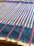 Vintage African Indigo + White Stripes with Pink | Baule Mudcloth No. 11