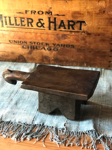 Vintage African Wooden Stool with Handle
