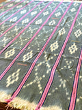 Vintage African Indigo + Lime with Pink Stripes Baule Mudcloth | No. 63