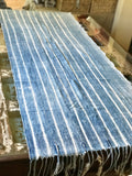 Vintage African Faded Denim Striped Indigo Mudcloth | Runner