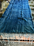 Vintage African Denim Mossi Macramé Indigo Mudcloth Scarf | Runner